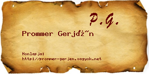 Prommer Gerjén névjegykártya